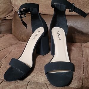 SODA Chunky Black High Heels